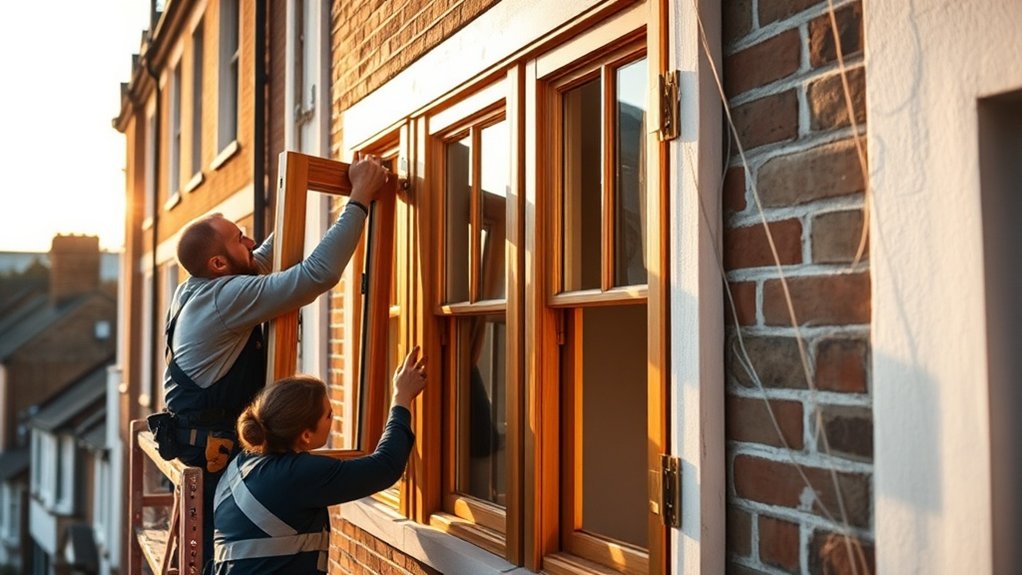 Wooden Window Installation Seven Sisters